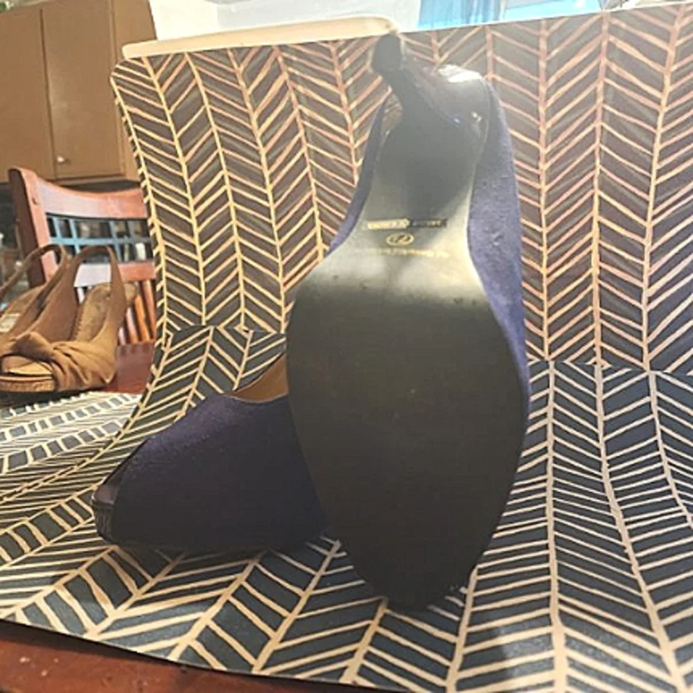 🥁👄 Bonnibel Deep Blue Heeled Shoes, 7.5 size 👄🥁 - Picture 2 of 3